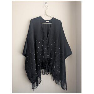 Michael Kors fringe poncho shawl with grommet details